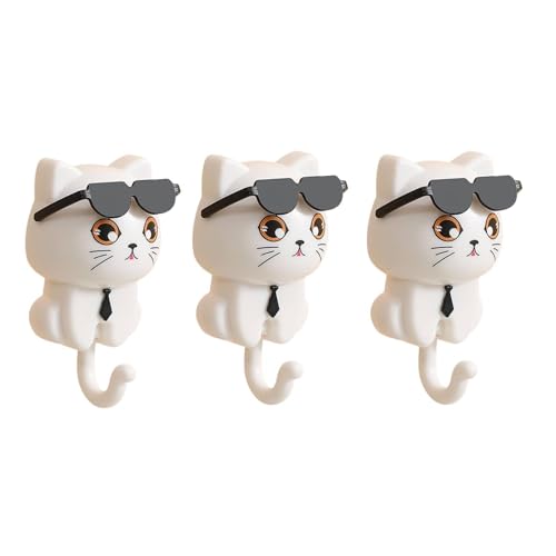 HASTHIP® 3Pcs Cat Wall Hooks PVC Cartoon Cat Tail Hooks Adhesive Wall Hooks Towel Hooks Home Decor Utility Hooks for Kitchen, Wardrobe, Door, Bathroom HASTHIP® 3Pcs Cat Wall Hooks PVC Cartoon Cat Tail Hooks Adhesive Wall Hooks Towel Hooks Home Decor Utility Hooks for Kitchen, Wardrobe, Door, Bathroom
